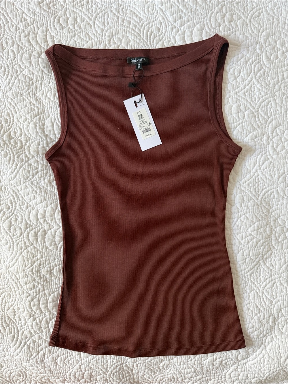 NWT Dynamite Nola Bare Rib Boatneck Top - Chocolate Brown